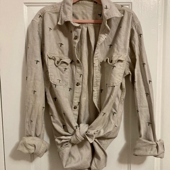 Vintage up-cycled bird flannel button up 90’s grunge 00s American Eagle Apparel - Picture 1 of 4
